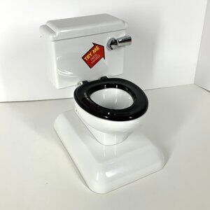 Original 1994 TOILET COIN BANK Makes Real Flushing Sound Novelty Commode Bank